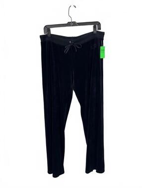 y2k 90s BCBG Max Azria Black Velour Lounge Pants w/ Drawstring Waist Size Large